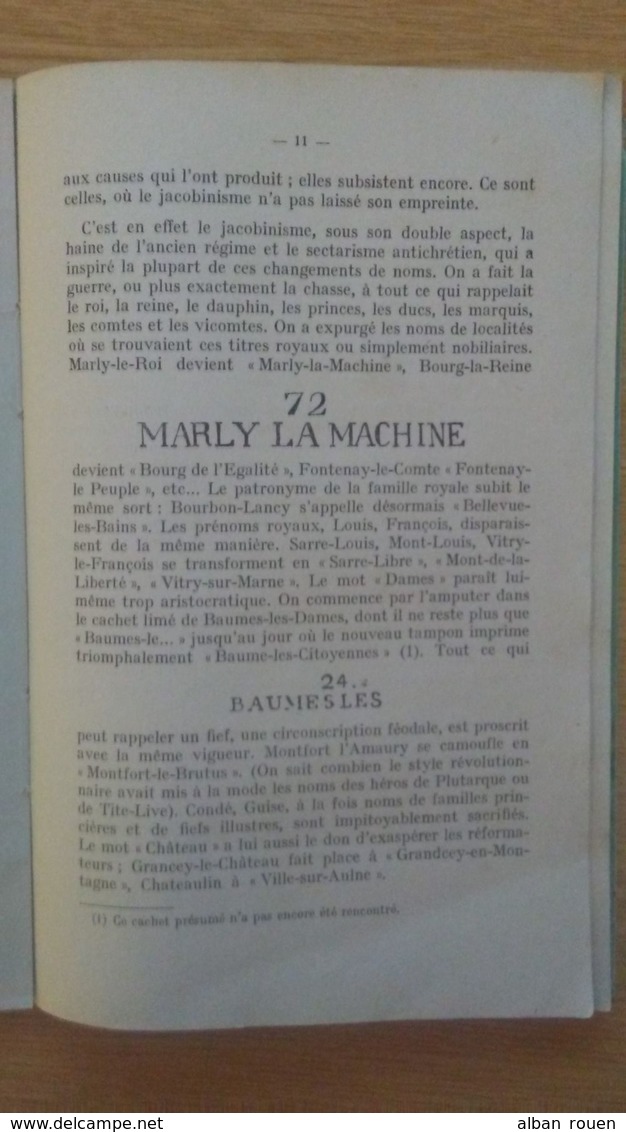 CATALOGUE DES MARQUES POSTALES DITES NOMS REVOLUTIONNAIRES 1793 - France