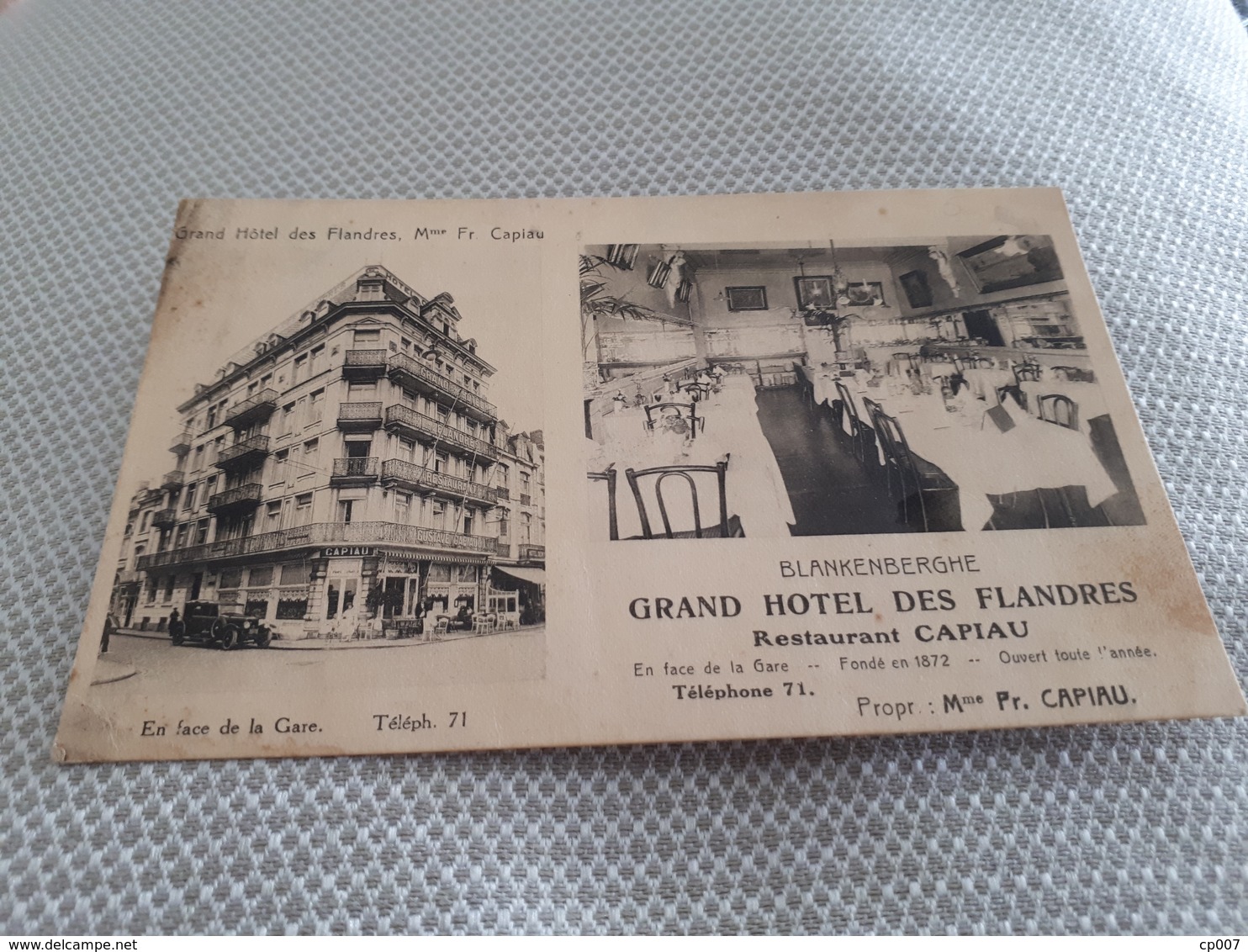 BLANKENBERGHE Grand Hôtel Des Flandres Restaurant Capiau - Blankenberge