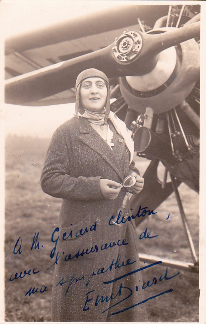 Cpa Photo 1932 Ennemonde Diard à Clermont Ferrand Avec Dédicace - Photo Léon Gendre - Femme Aviatrice De Saint Etienne - Aviateurs