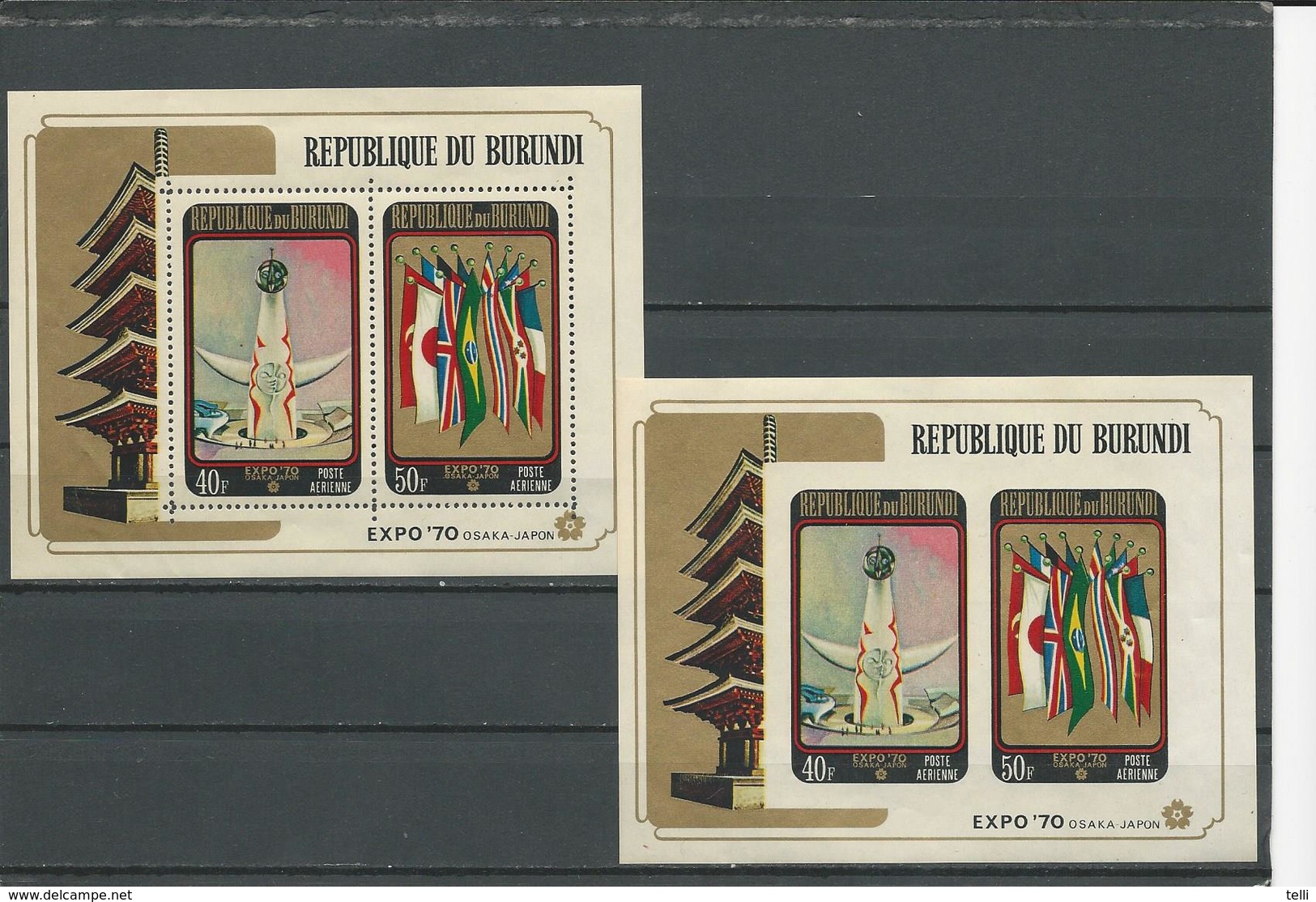 BURUNDI Scott C126, C126 Non Perf Yvert BF39, BF39A (2blocs) ** Cote 7,00 $ 1970 - Unused Stamps