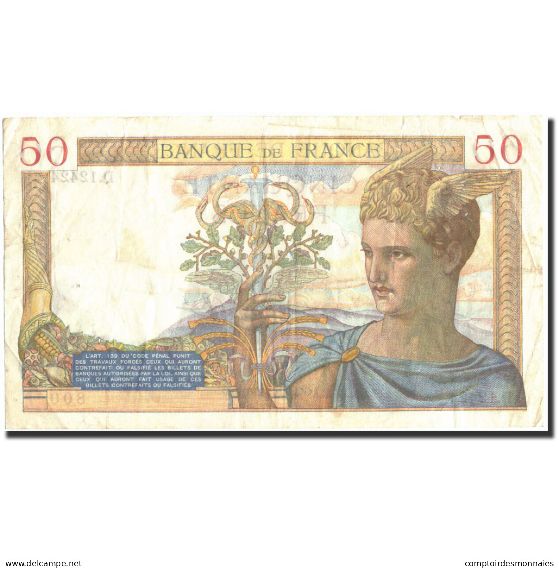 France, 50 Francs, 50 F 1934-1940 ''Cérès'', 1940, 1940-02-22, TB+ - 50 F 1934-1940 ''Cérès''