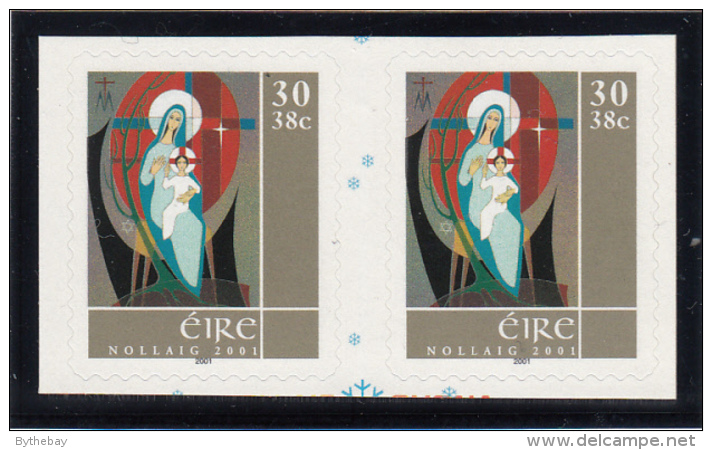 Ireland 2001 MNH Scott #1352 Pair Ex Booklet 30p Madonna And Child Christmas Scenes - Nuevos