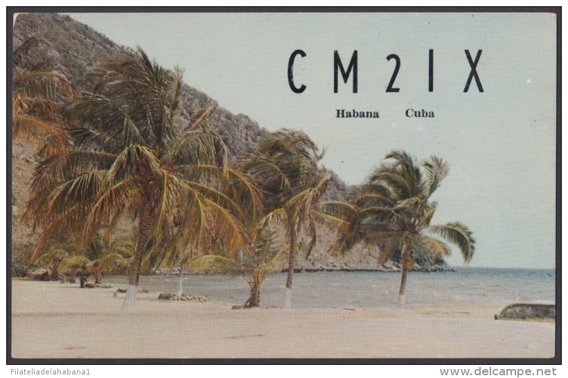 POS-901 CUBA POSTCARD QSL RADIO 1960. PLAYA BIBIJAGUA BEACH. PINES IS. - Cuba