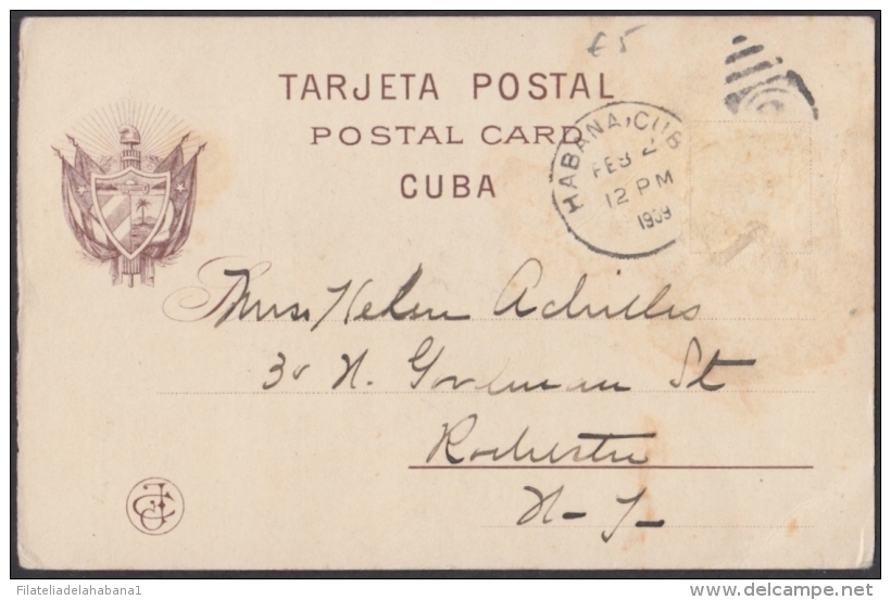 POS-913 CUBA POSTCARD. 1909. HAVANA, PASEO DEL PRADO Y NEPTUNO. USED. - Cuba