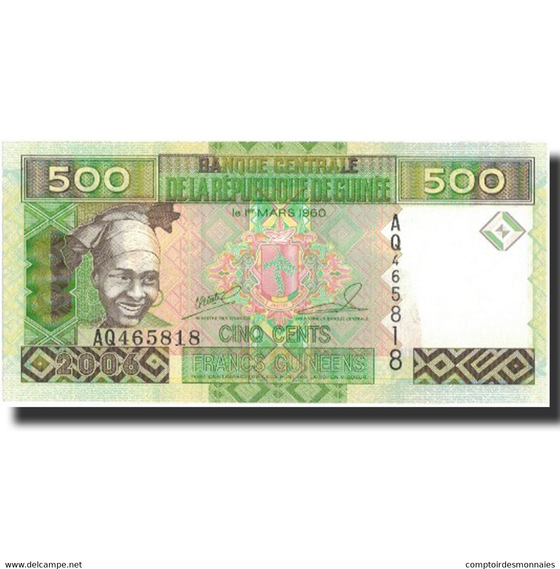 Billet, Guinea, 500 Francs, 2006, 2006, KM:39a, NEUF - Guinée