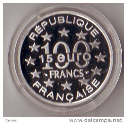 PIECE ARGENT 100 FRANCS 15 EUROS VIENNE 1996 - Variëteiten En Curiosa