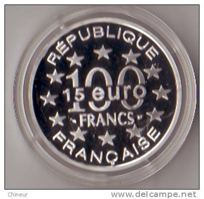 PIECE ARGENT 100 FRANCS 15 EUROS VIENNE 1996 - Variétés Et Curiosités