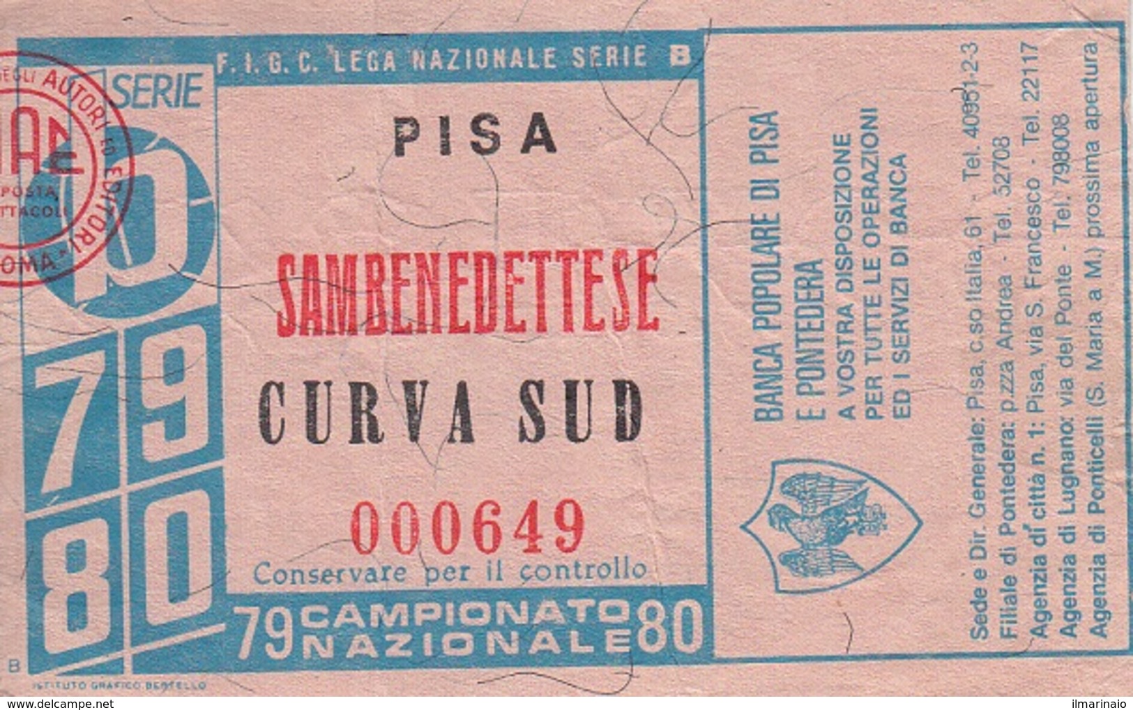 ** PISA - SAMBENEDETTESE.-Serie B.-1979/80.** - Altri & Non Classificati