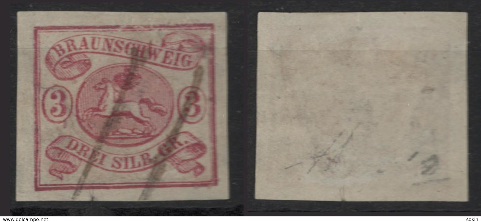 Braunschweig - 1853/65 -  3 S Rosa -  Valore Al 2008 - 220€ - (firmato) See Photos - Brunswick