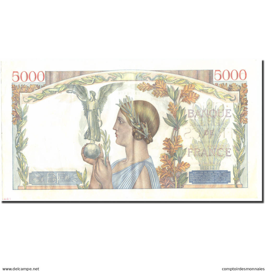 France, 5000 Francs, 5 000 F 1934-1944 ''Victoire'', 1942, 1942-08-20, TTB+ - 5 000 F 1934-1944 ''Victoire''