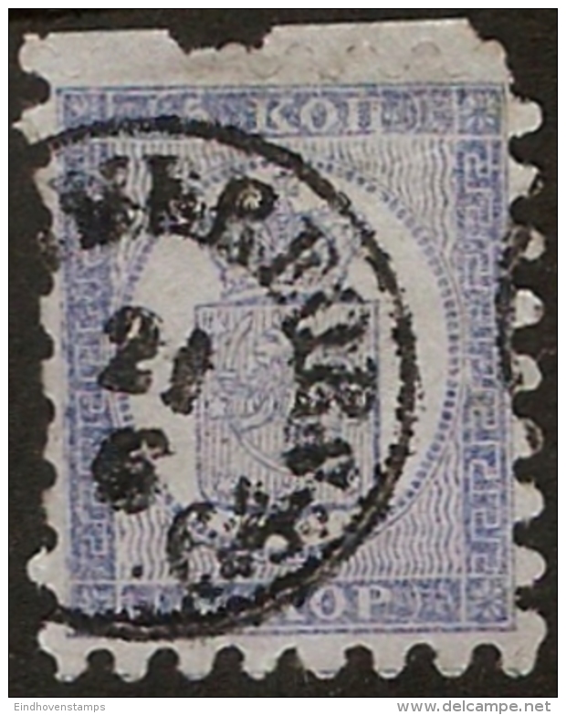 Finland Suomi 1860 20 Penni Used Tammerfors Perforation D -  Perforation On Top Within The Sheet Margin - Oblitérés