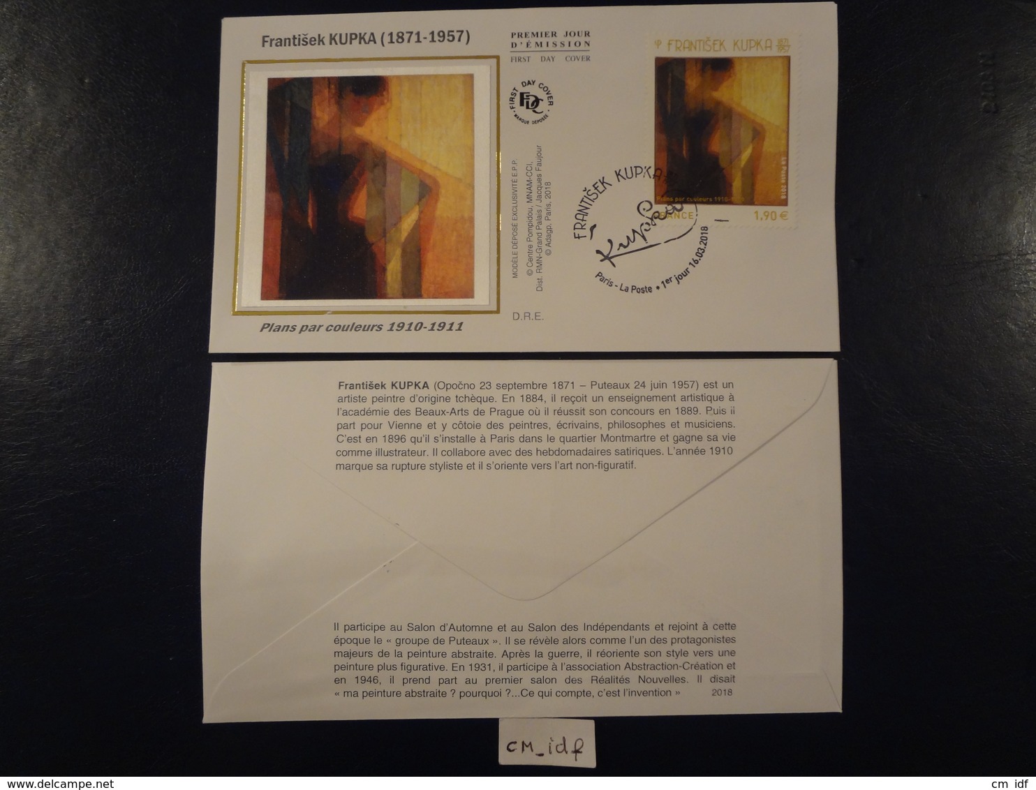 FRANCE 2018 1,90 FRANTISEK KUPRA (1871-1957) " PLANS PAR COULEURS  " OBLITERATION PREMIER JOUR  16 03 2018   F.D.C. - 2010-2019