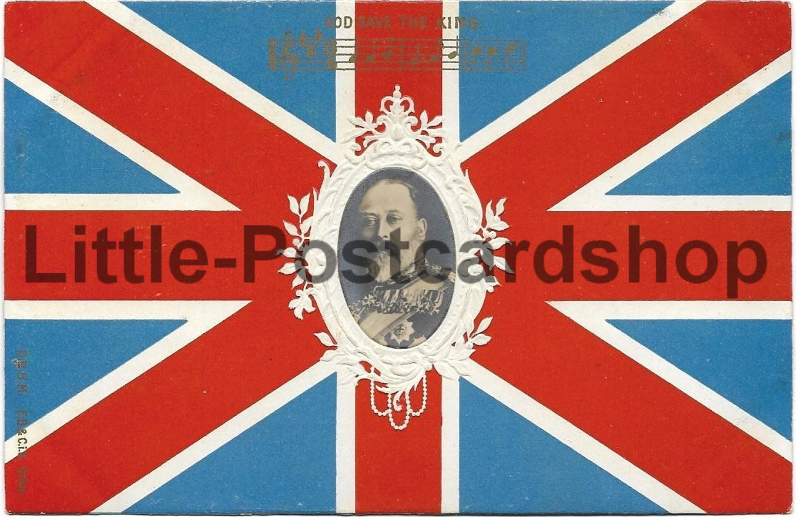 AK Union Jack God Save The King Portrait George V Ca. 1900 - Personnages Historiques