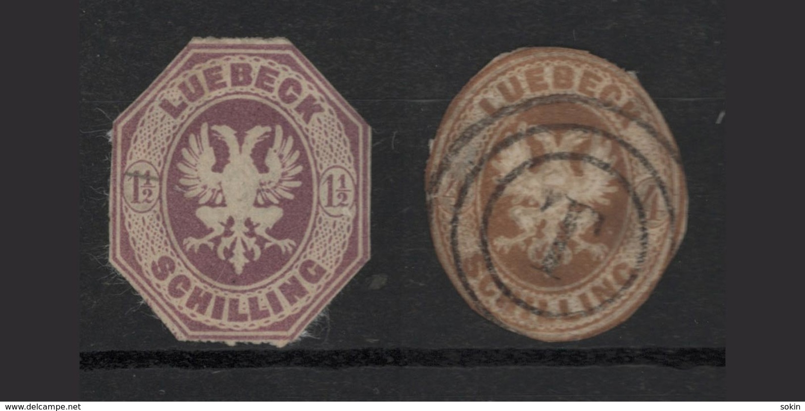 LUEBECK - 1864-65 -  1 1/2 LILLA E 4s Bistro Tagliati - Usati- See Photos - Luebeck