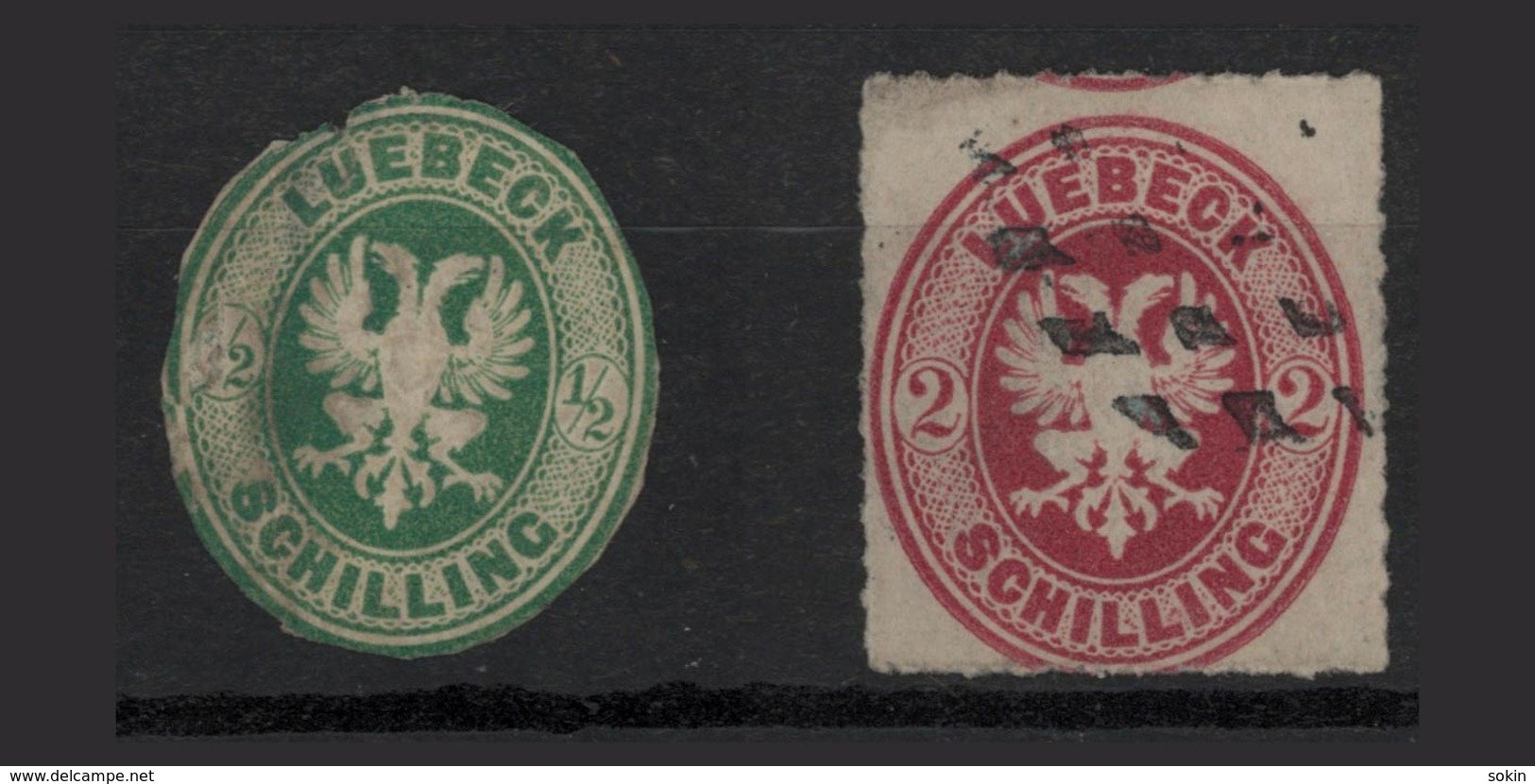 LUEBECK - 1863 -  2 Stamps - 1/2 E 2 - See Photos - Luebeck