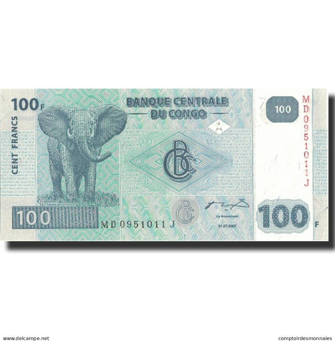 Billet, Congo Democratic Republic, 100 Francs, 2007, 31.07.2007, KM:98a, NEUF - Demokratische Republik Kongo & Zaire