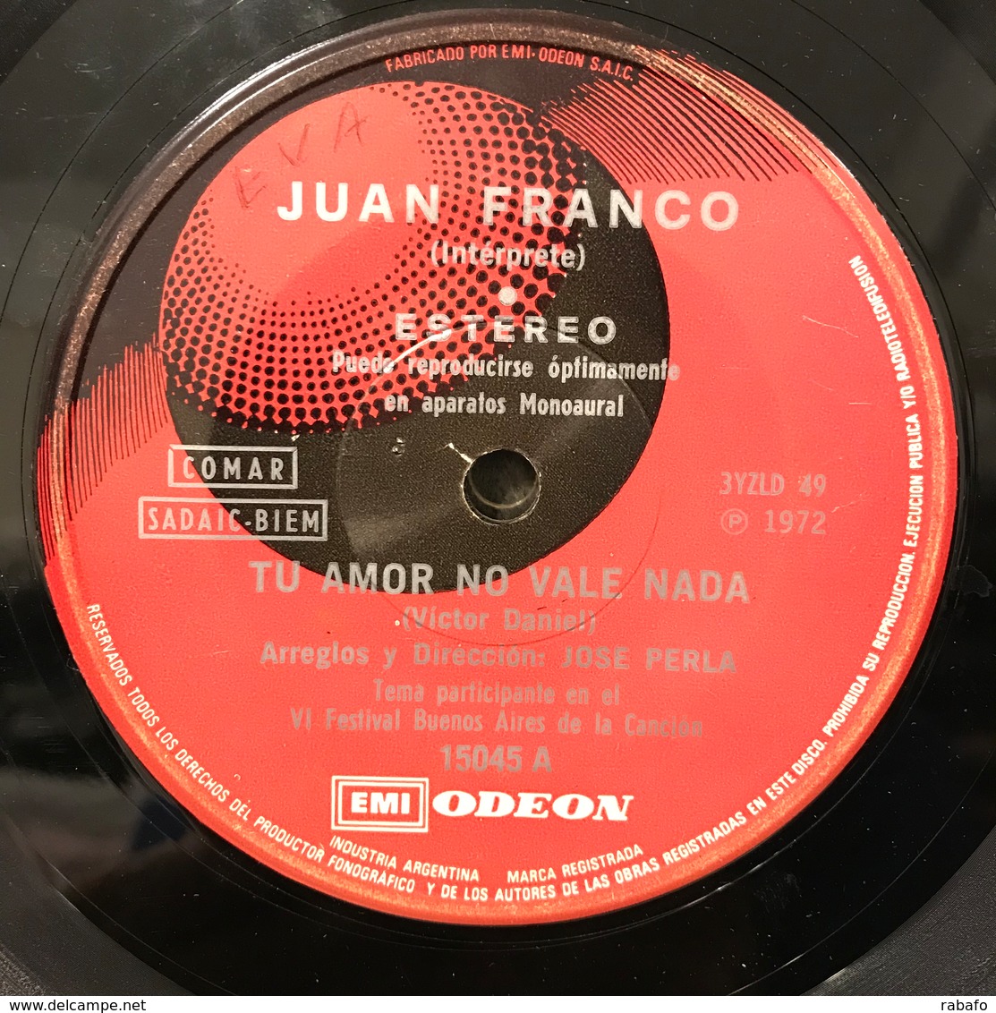 Sencillo Argentino De Juan Franco Año 1972 - Other & Unclassified