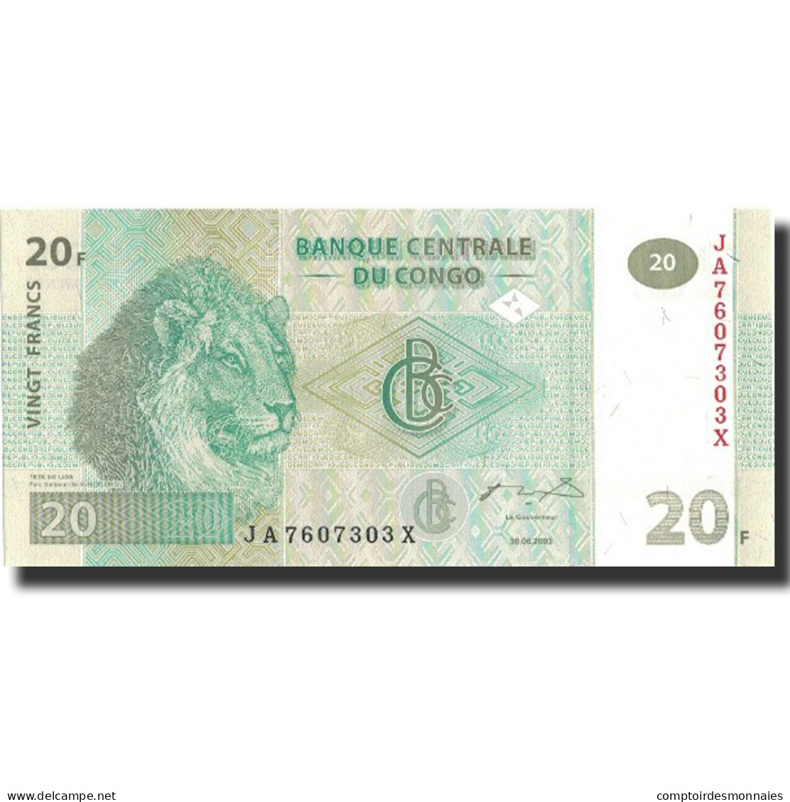 Billet, Congo Democratic Republic, 20 Francs, 2003, 2003-06-30, KM:94a, NEUF - Democratic Republic Of The Congo & Zaire