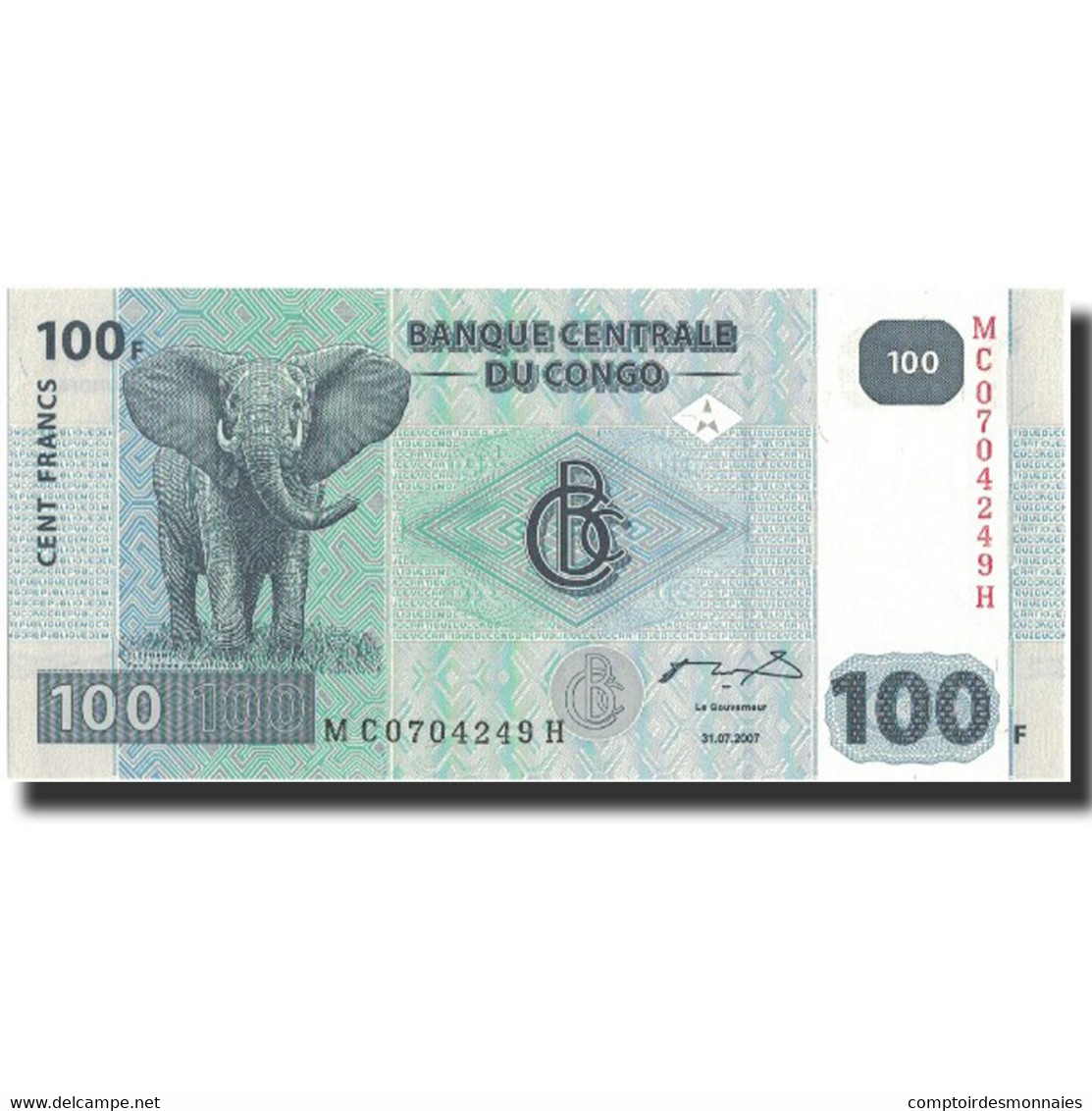 Billet, Congo Democratic Republic, 100 Francs, 2007, 2007-07-31, KM:98a, SPL+ - República Democrática Del Congo & Zaire