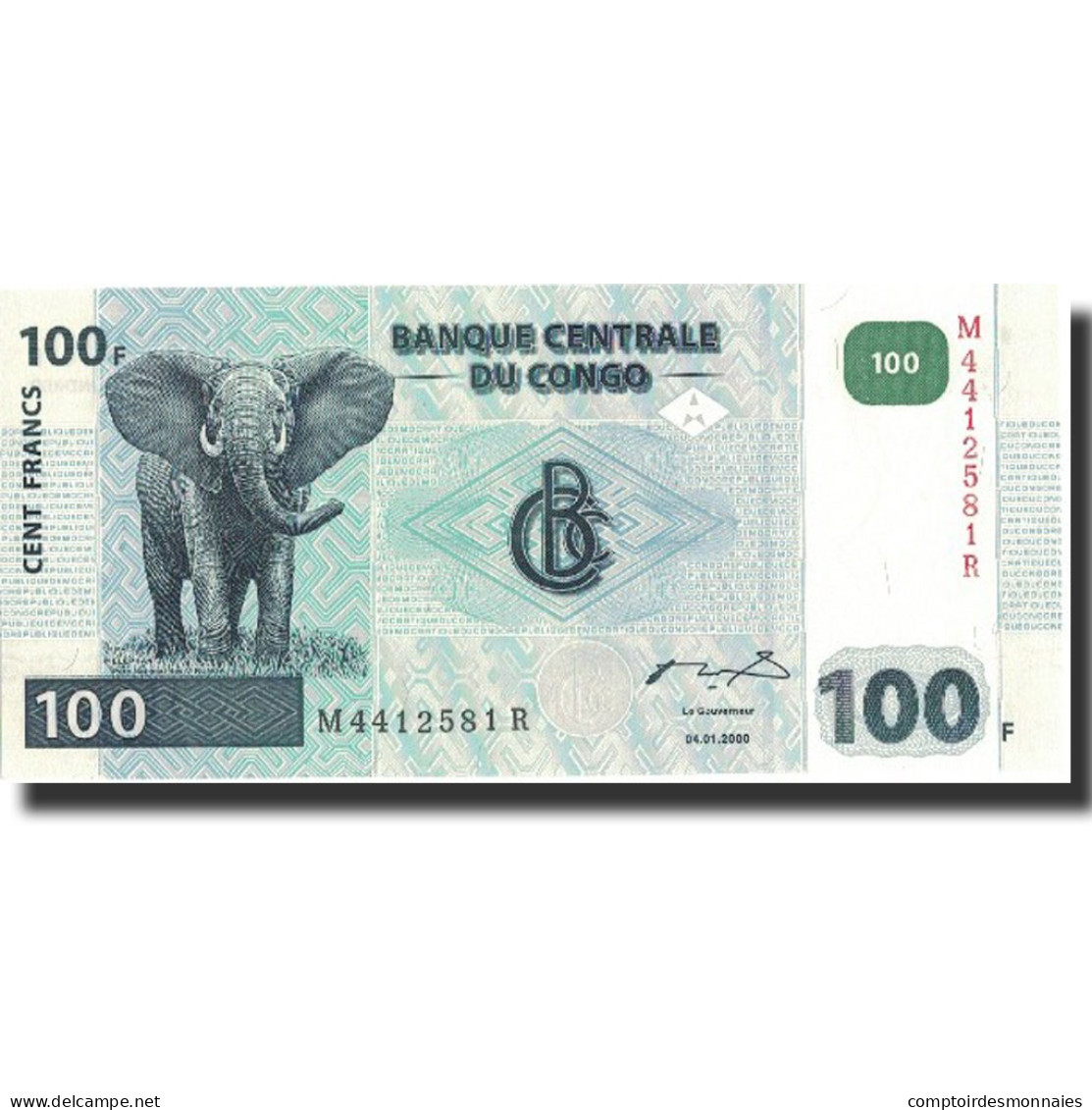 Billet, Congo Democratic Republic, 100 Francs, 2000, 2000-01-04, KM:92a, NEUF - Demokratische Republik Kongo & Zaire