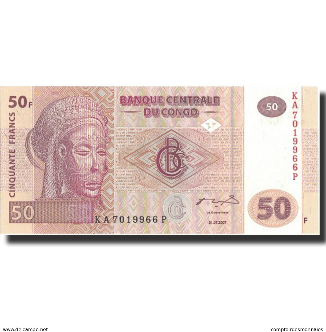 Billet, Congo Democratic Republic, 50 Francs, 2007, 2007-07-31, KM:97a, NEUF - Republik Kongo (Kongo-Brazzaville)