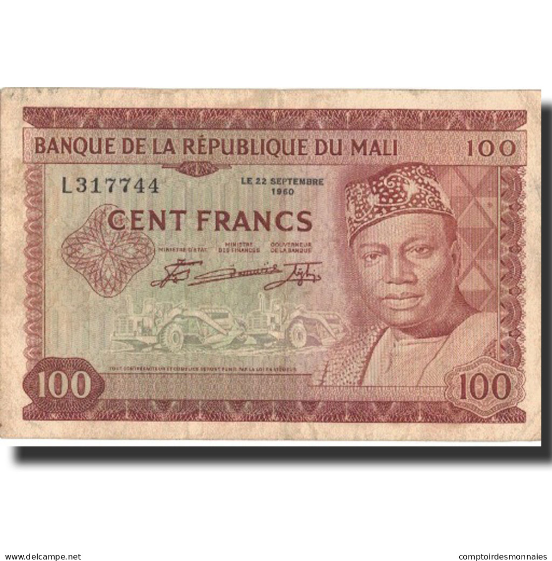 Billet, Mali, 100 Francs, 1960, 22.9.1960, KM:7a, TTB - Mali