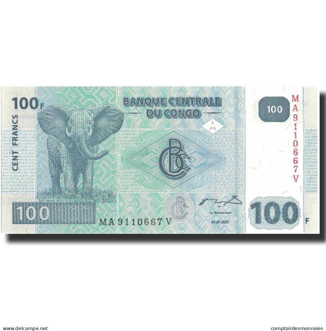 Billet, Congo Democratic Republic, 100 Francs, 2007, 2007-07-31, KM:98a, NEUF - République Démocratique Du Congo & Zaïre