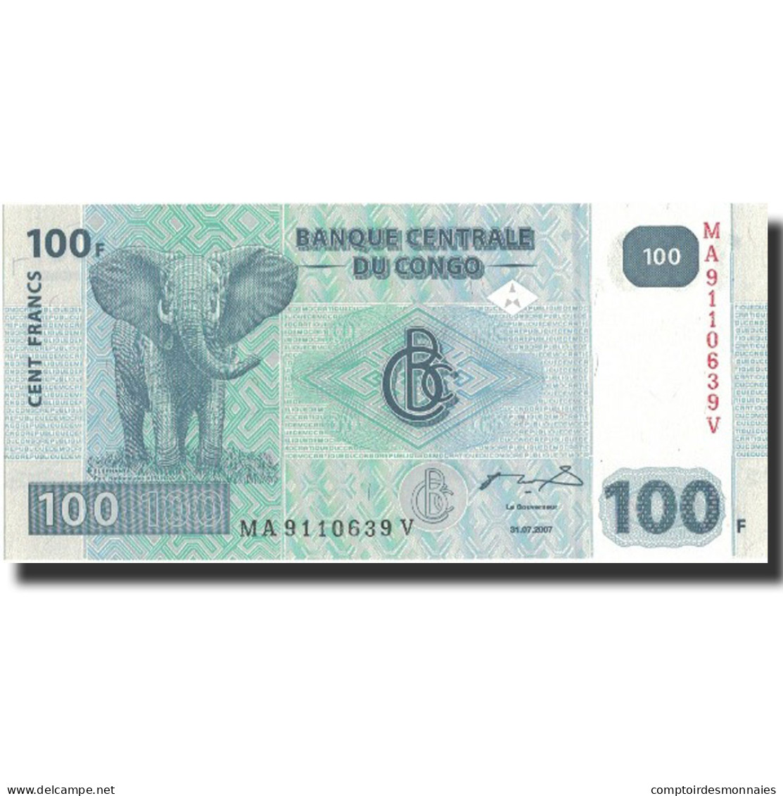 Billet, Congo Democratic Republic, 100 Francs, 2007, 31.07.2007, KM:98a, SPL+ - República Democrática Del Congo & Zaire