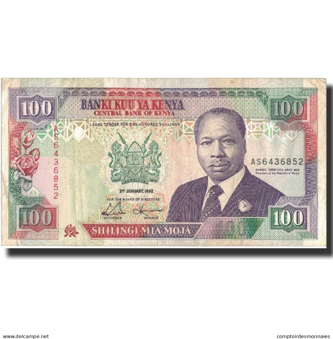 Billet, Kenya, 100 Shillings, 1992, 1992-01-02, KM:27d, TTB+ - Kenya