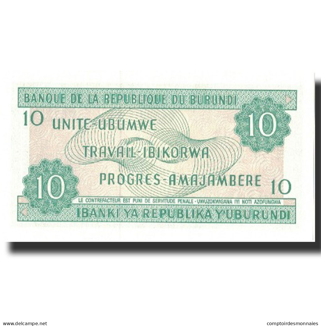 Billet, Burundi, 10 Francs, 1991, 1991-10-01, KM:33b, NEUF - Burundi