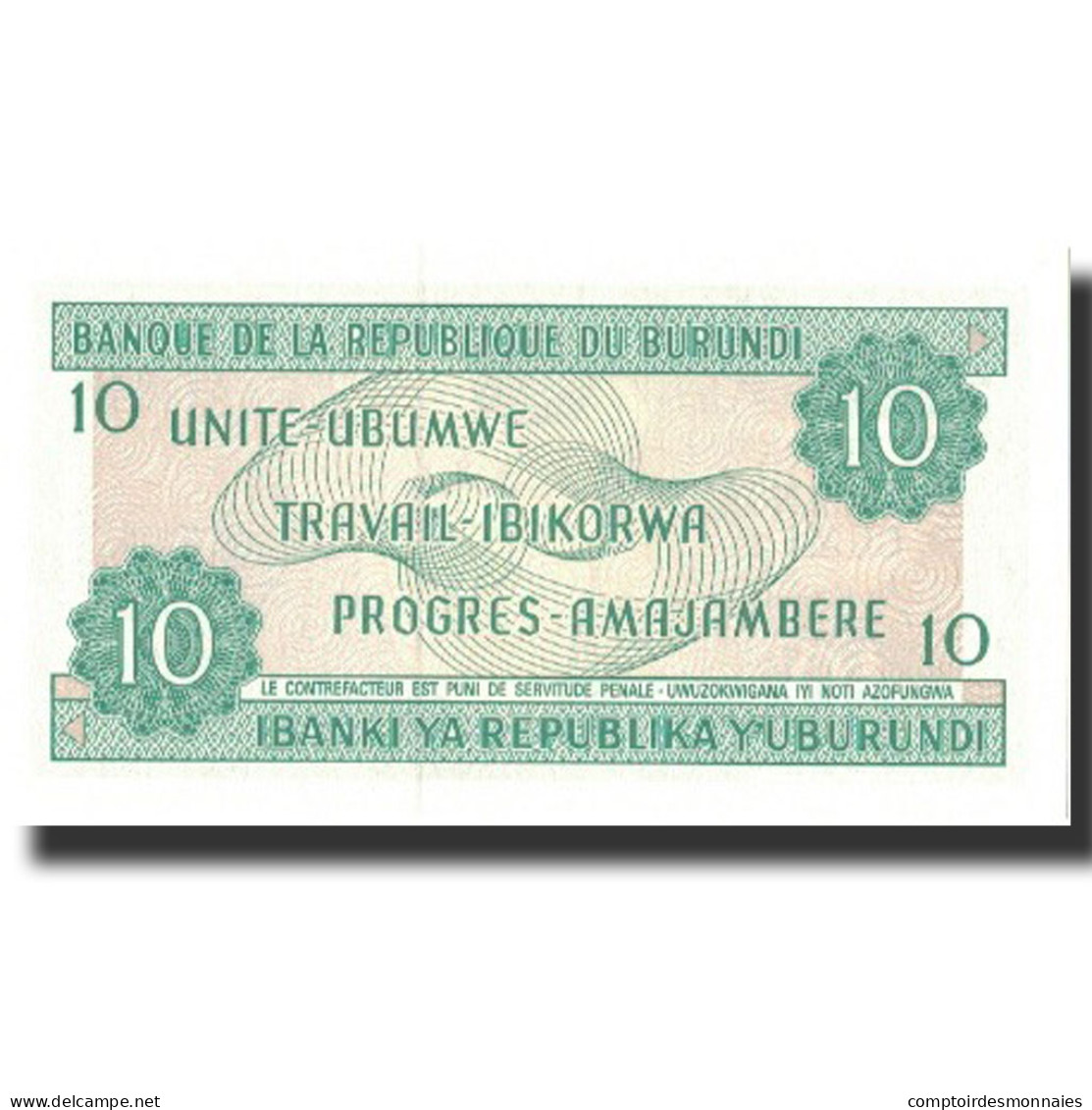 Billet, Burundi, 10 Francs, 1991, 1991-10-01, KM:33b, NEUF - Burundi