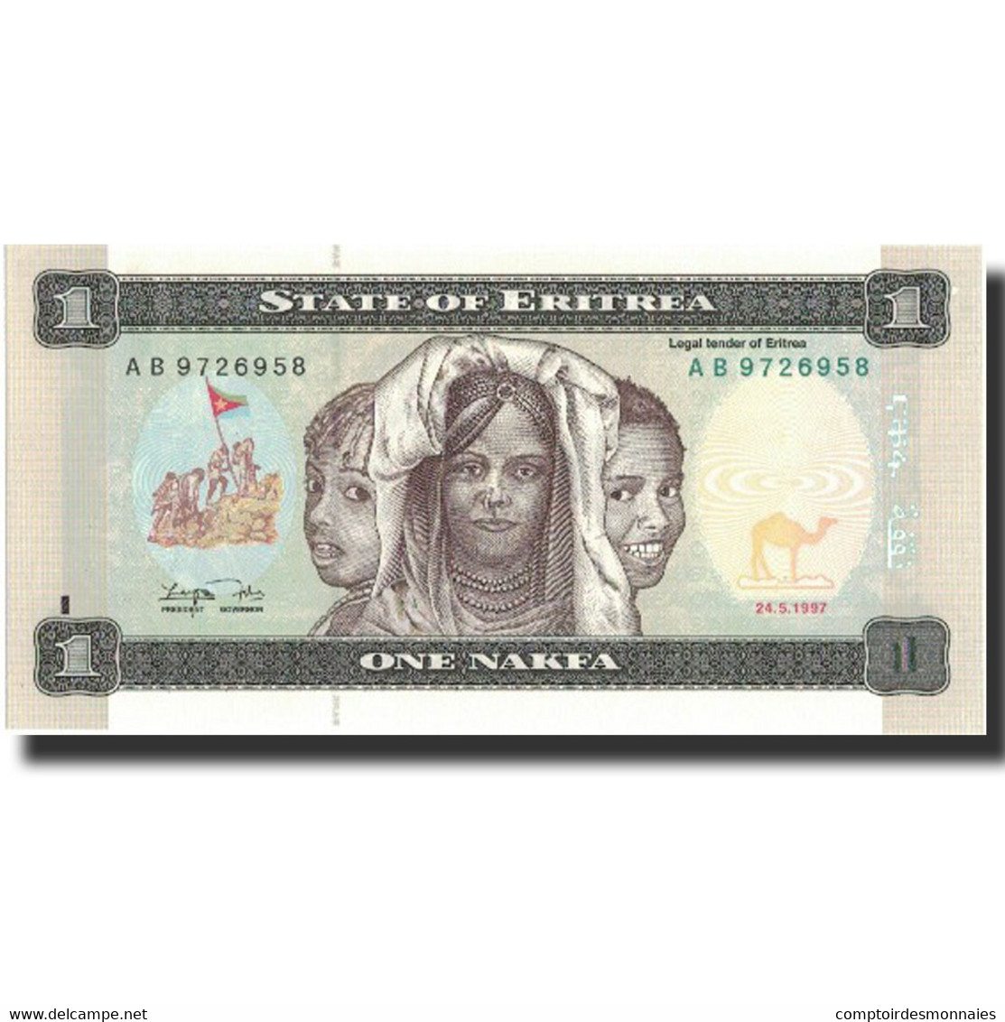 Billet, Eritrea, 1 Nakfa, 1997, 1997-05-24, KM:1, SPL+ - Eritrea