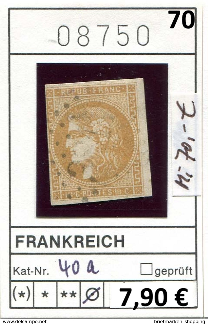 Frankreich - France - Francia - Frankrijk -  Michel 40 A - Oo Oblit. Used Gebruikt - - 1863-1870 Napoléon III. Laure