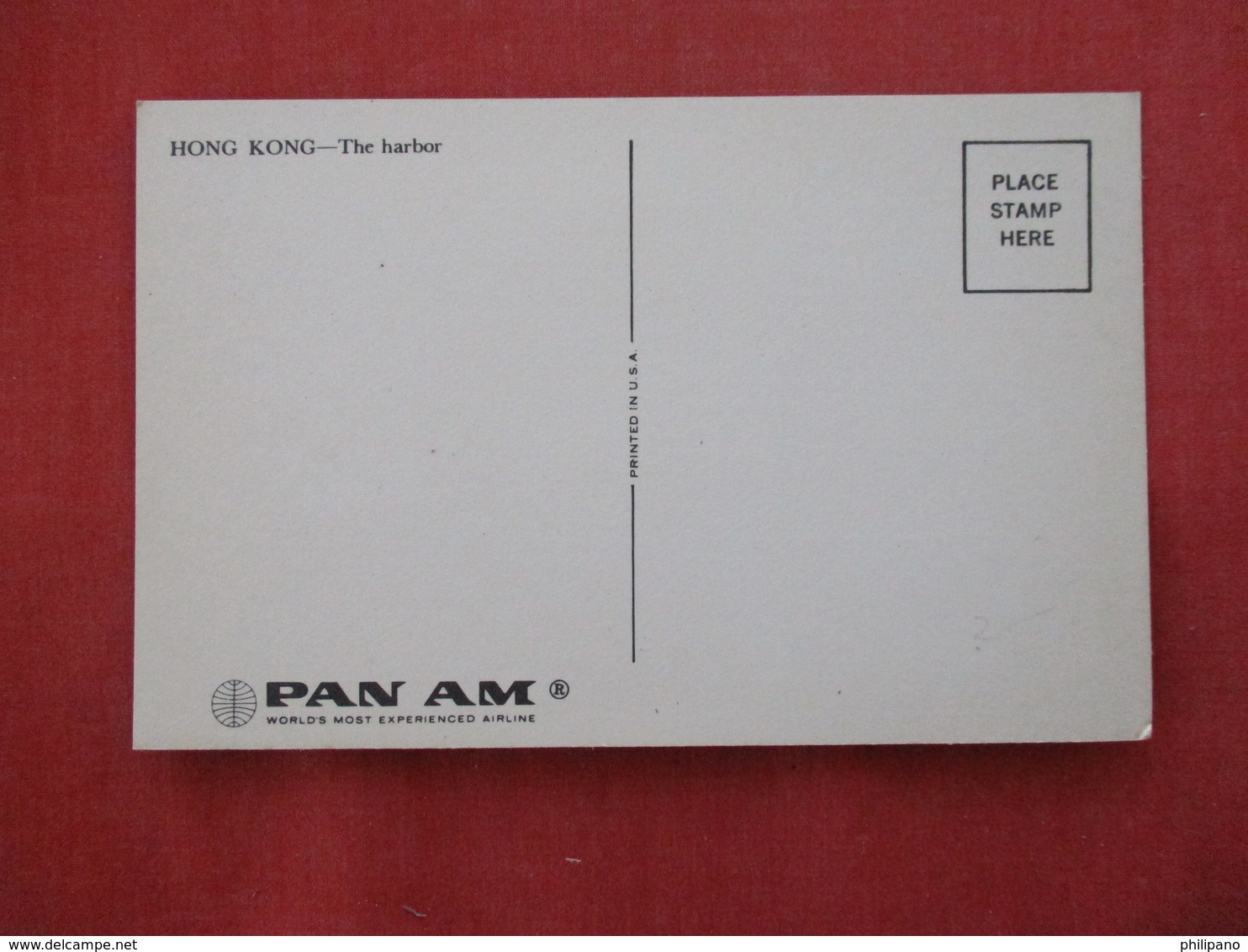 China (Hong Kong) Harbor  Pan Am Travel Card   -ref 2891 - China (Hong Kong)