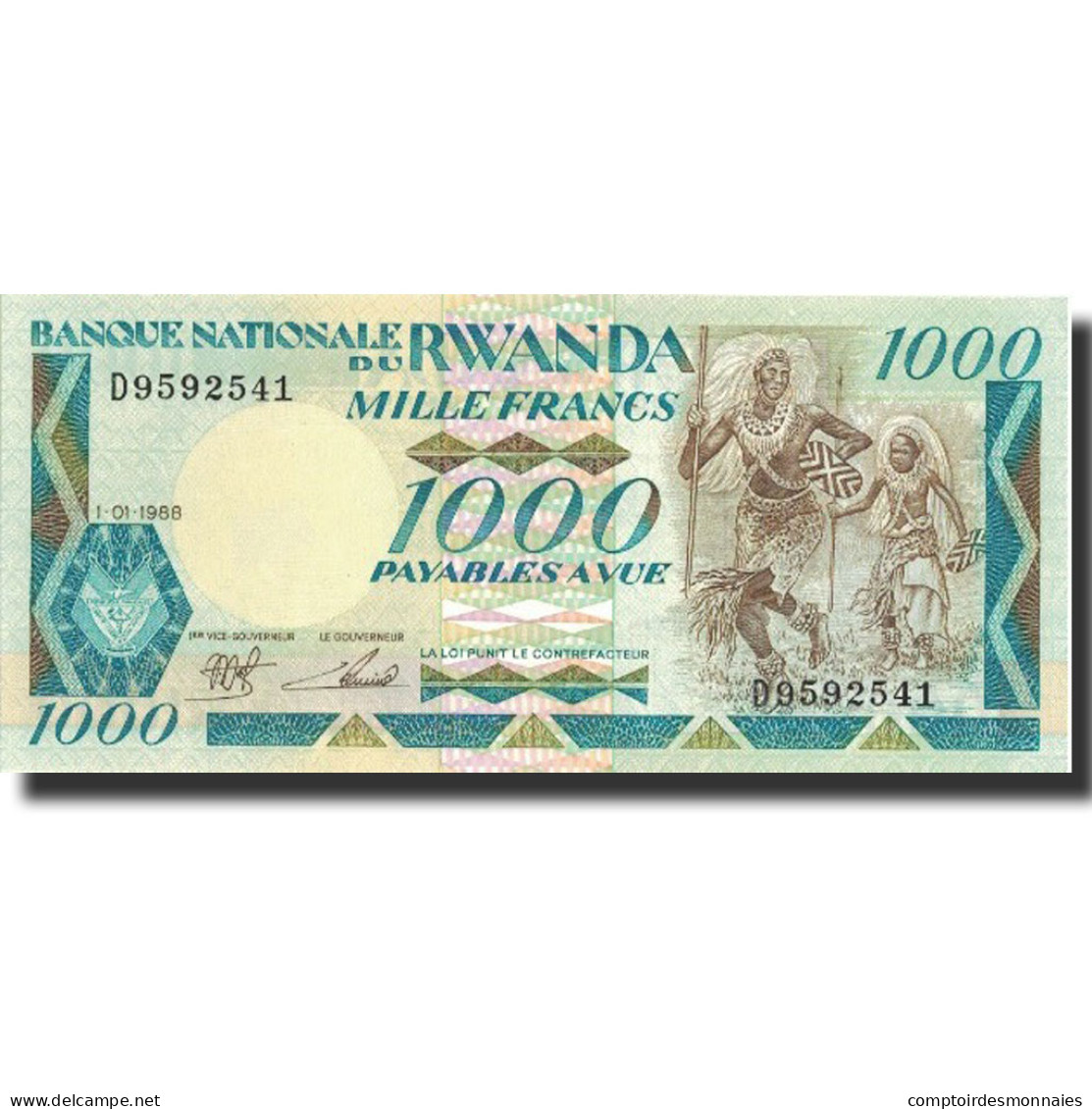 Billet, Rwanda, 1000 Francs, 1988, 1988-01-01, KM:21a, NEUF - Ruanda