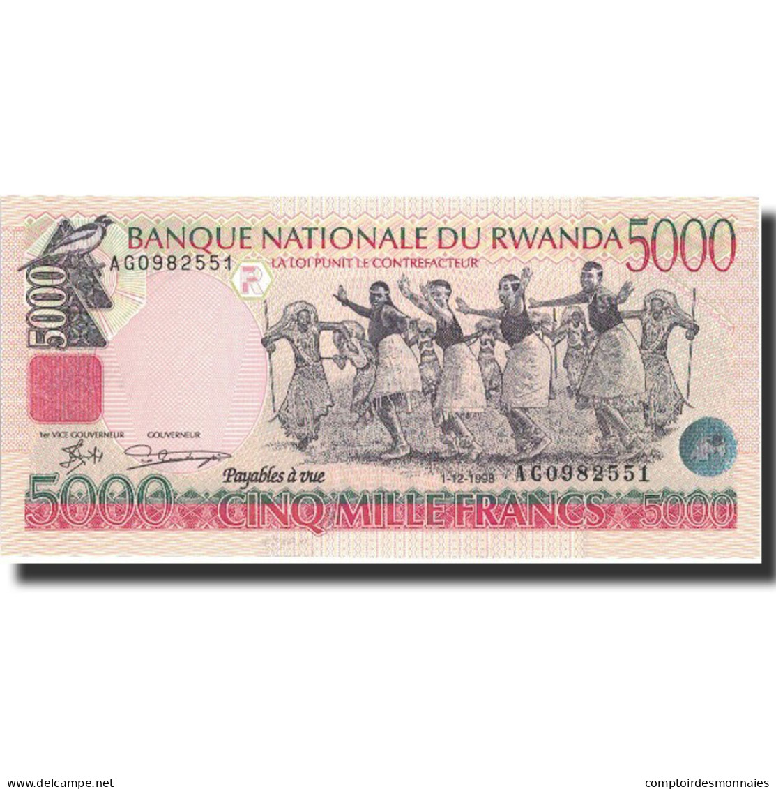 Billet, Rwanda, 5000 Francs, 1998, 1998-12-01, KM:28a, NEUF - Rwanda