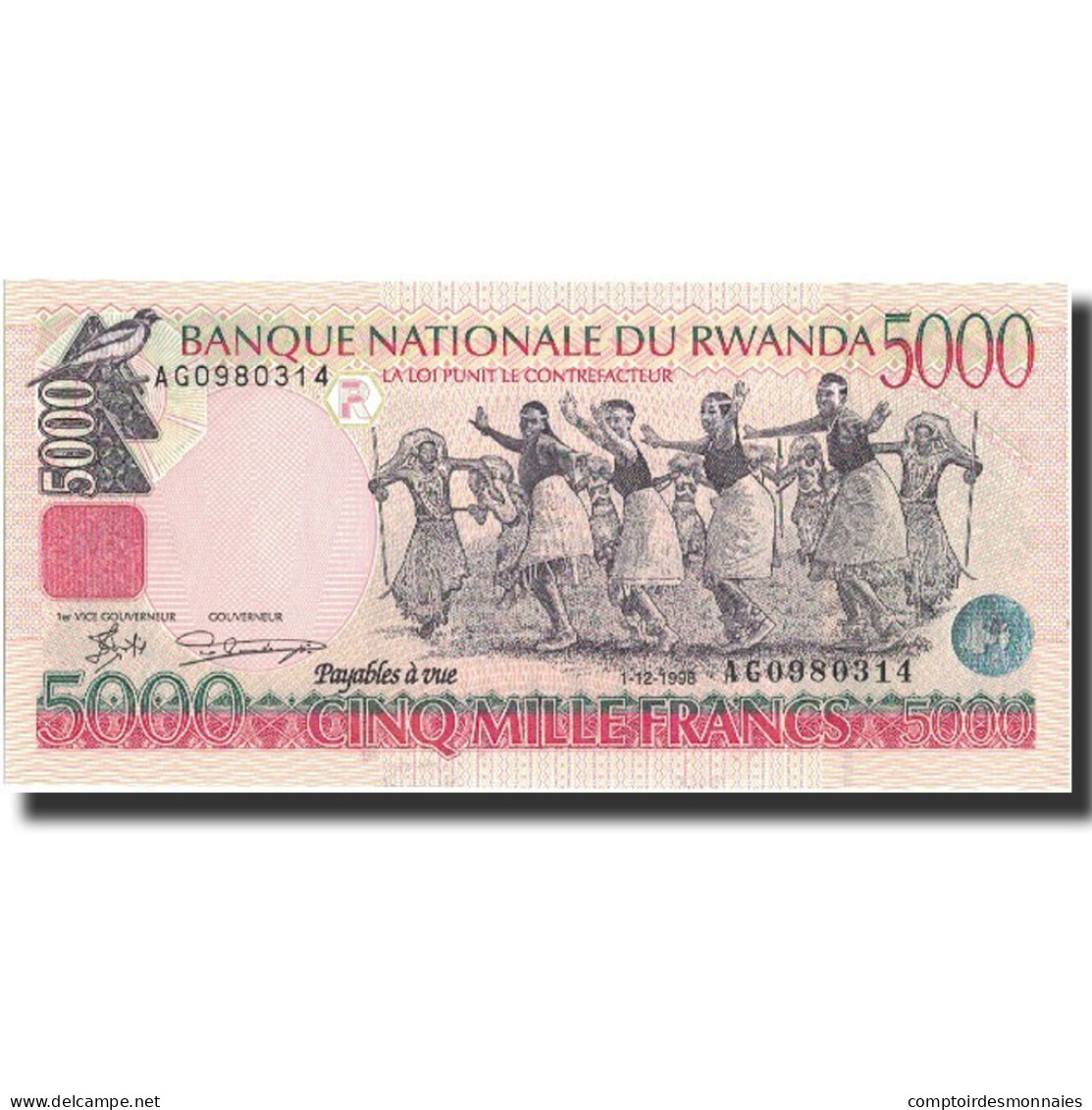 Billet, Rwanda, 5000 Francs, 1998, 1998-12-01, KM:28a, NEUF - Rwanda