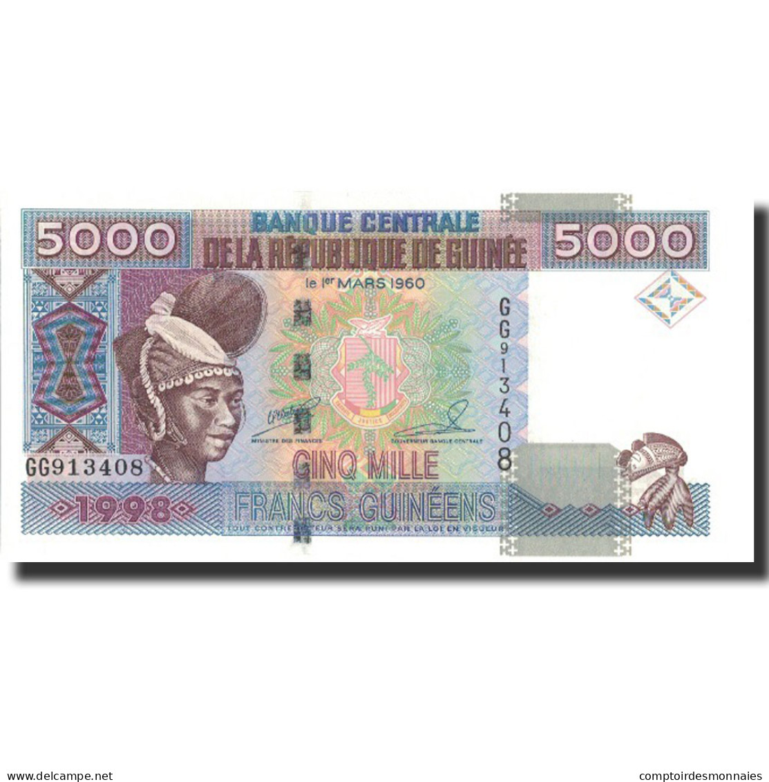 Billet, Guinea, 5000 Francs, 1998, 1998, KM:38, NEUF - Guinea