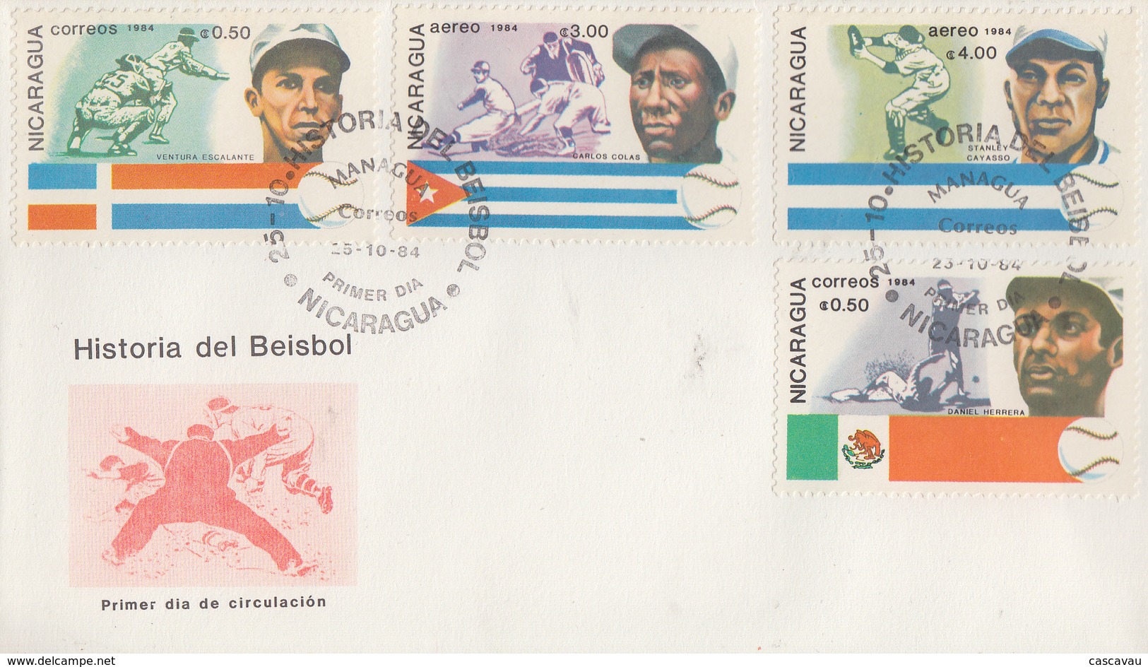 Enveloppe  FDC  1er  Jour  NICARAGUA    Histoire  Du    BASE -  BALL   1984 - Béisbol