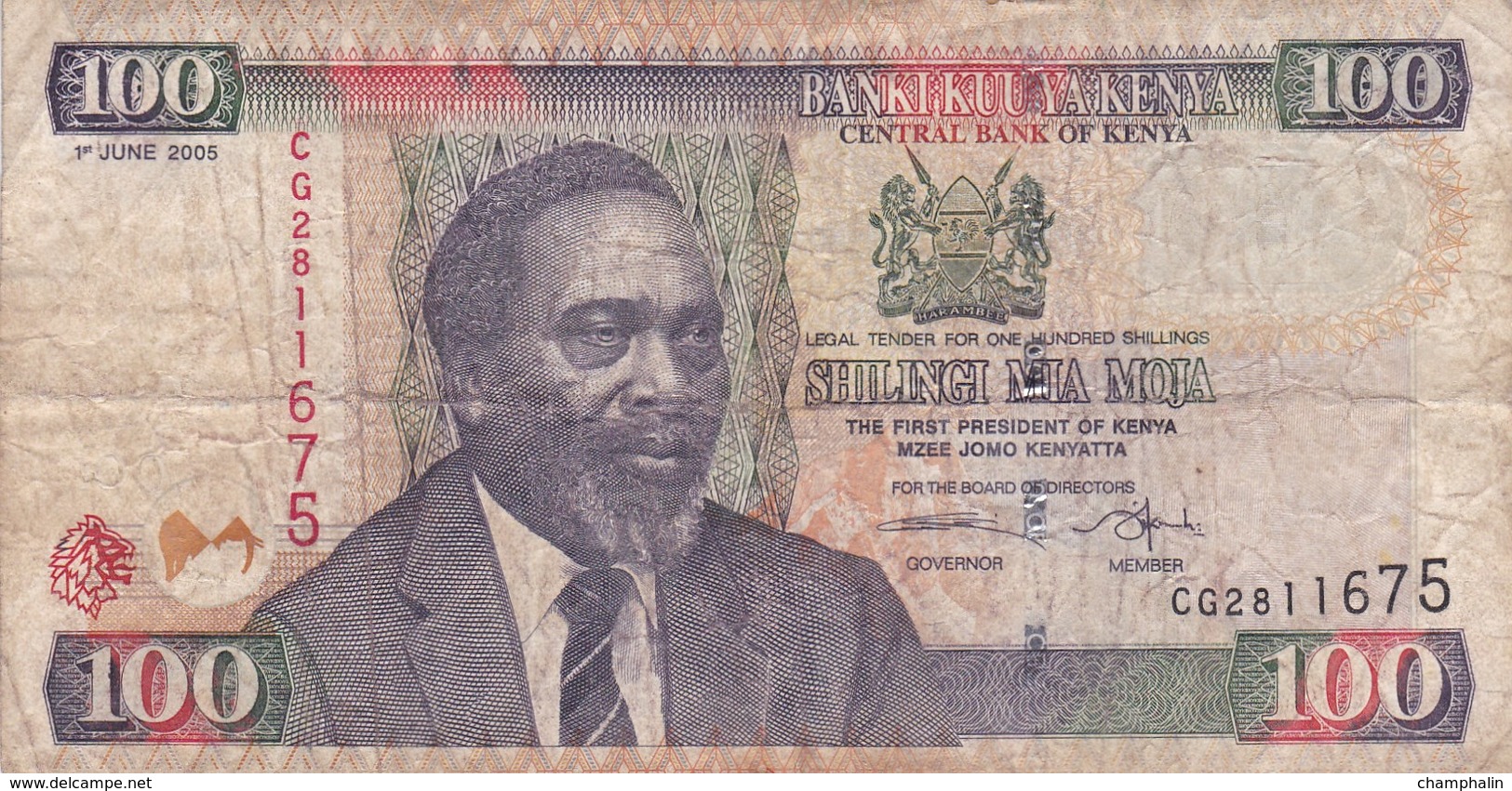 Kenya - Billet De 100 Shillings - Mzee Jomo Kenyatta - 1er Juin 2005 - Kenya