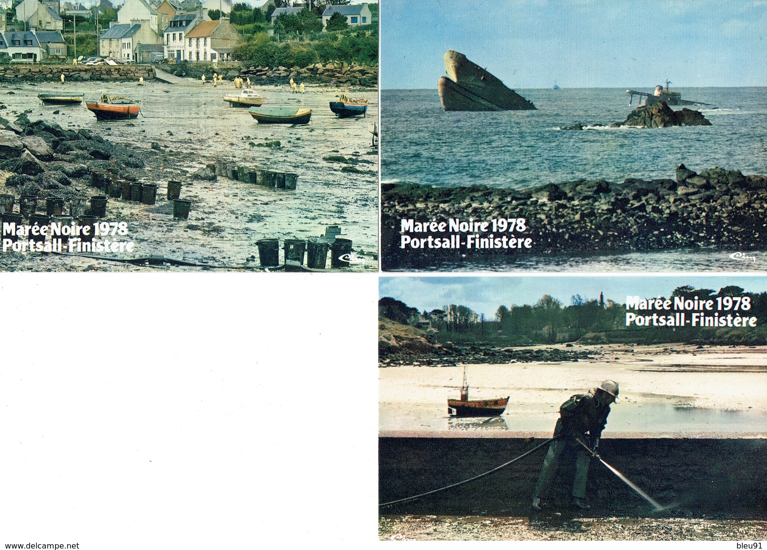 PORTSALL AMOCO CADIZ 1978 ENSEMBLE DE 7 CARTES - Ploudalmézeau