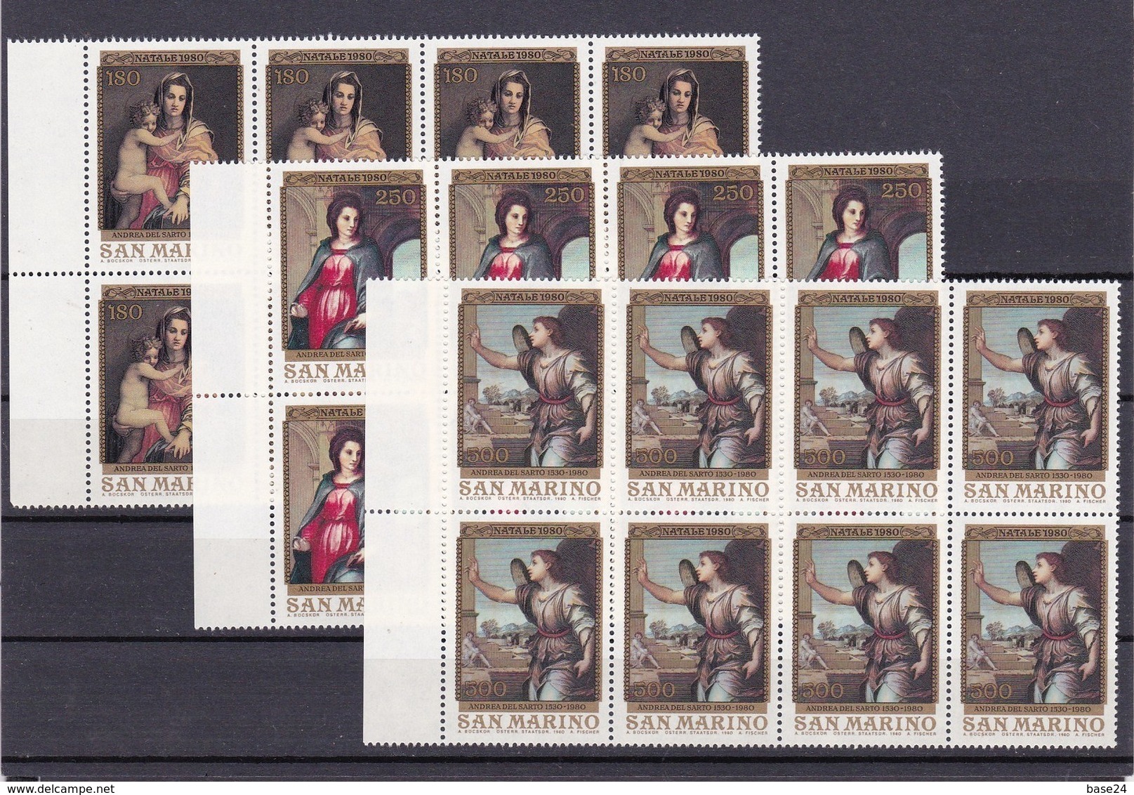 1980 San Marino Saint Marin NATALE  CHRISTMAS 8 Serie Di 3v. Blocco MNH** - Noël