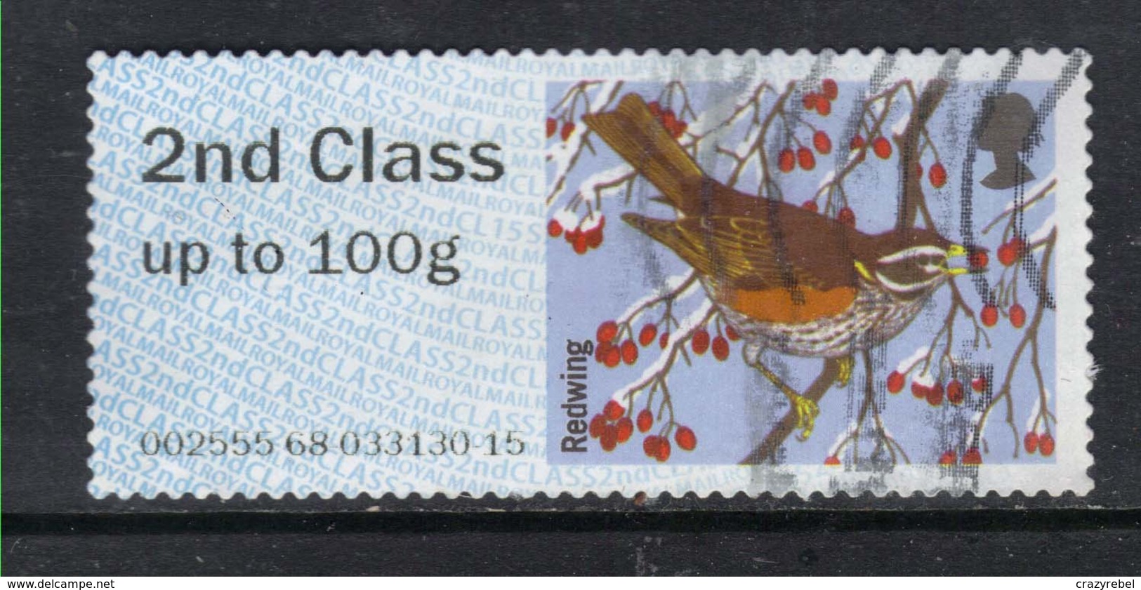 GB 2015 QE2 2nd Class Up To 100 Gm Post & Go Redwing Bird ( R758 ) - Post & Go (distributeurs)