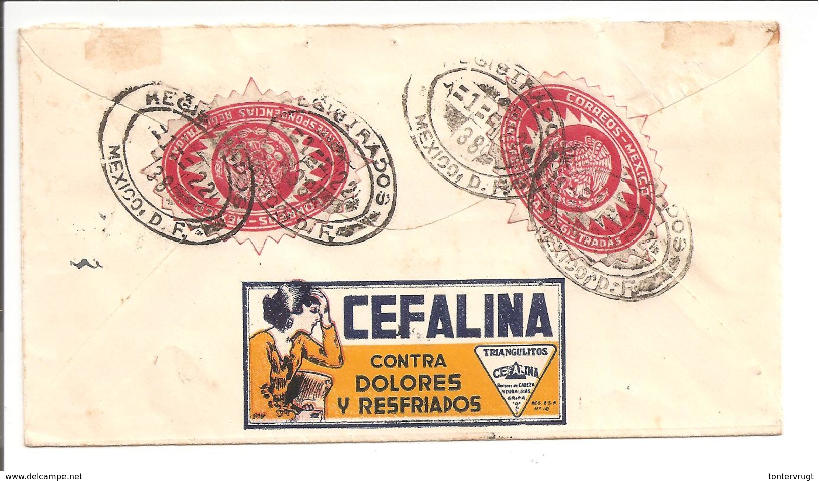 Certificado-Registered-Recommandé-Sunbeam Label. AR.CEFALINA>Holland - Mexiko