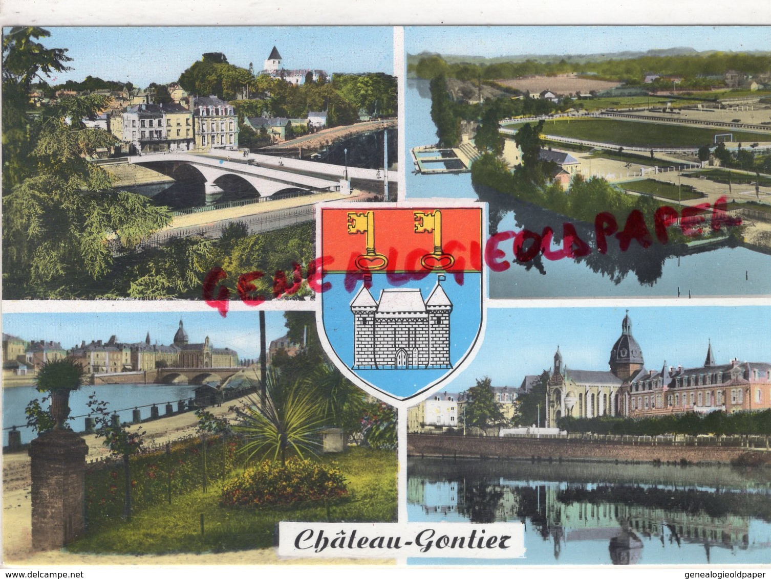 53- CHATEAU GONTIER -VUE GENERALE- PARC DES SPORTS- ENTREE DU JARDIN ANGLAIS- L' HOPITAL - Chateau Gontier