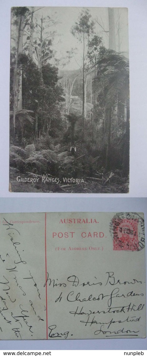 AUSTRALIA - Gilderoy Ranges Victoria - 1912 Pre-paid George V - Sent To London England - Other & Unclassified