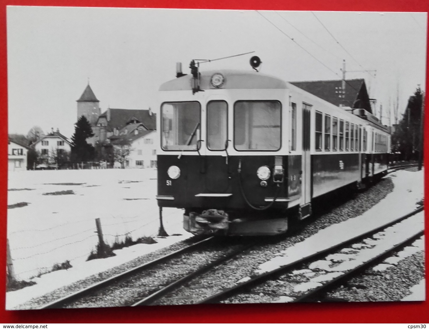 CP Train - LEB Automotrice Bt 51 à L'entrée De La Gare D'Echallens Hiver 1969/70 - Photo M Brun N°55.907 - Échallens