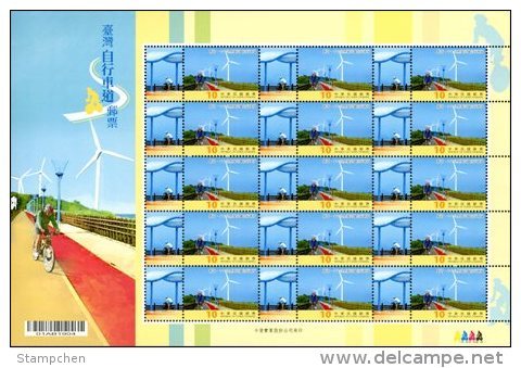 Taiwan 2013 Bike Paths Stamps Sheets Bicycle Cycling Green Leisure Bridge Windmill - Blocks & Sheetlets