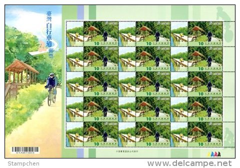 Taiwan 2013 Bike Paths Stamps Sheets Bicycle Cycling Green Leisure Bridge Windmill - Blocks & Sheetlets