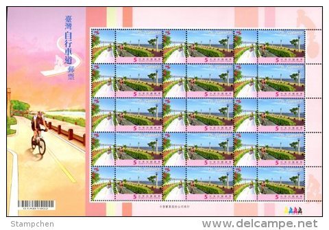 Taiwan 2013 Bike Paths Stamps Sheets Bicycle Cycling Green Leisure Bridge Windmill - Blocks & Sheetlets